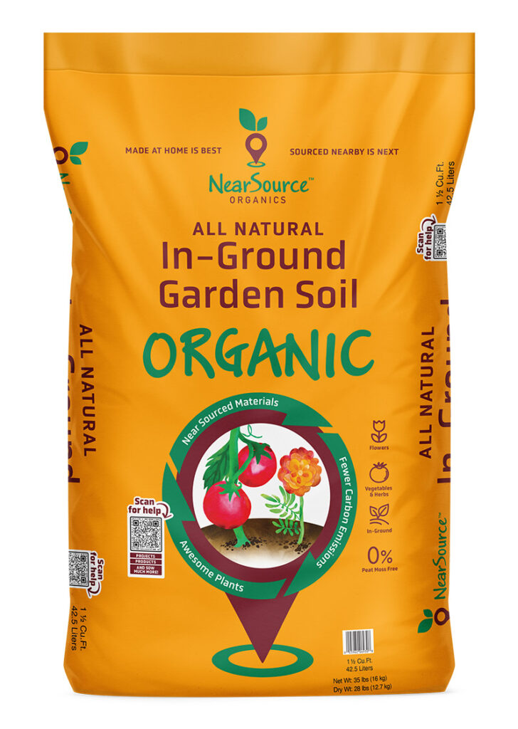 Orange bag of All Natural In-Ground Garden Soil by NearSource Organics